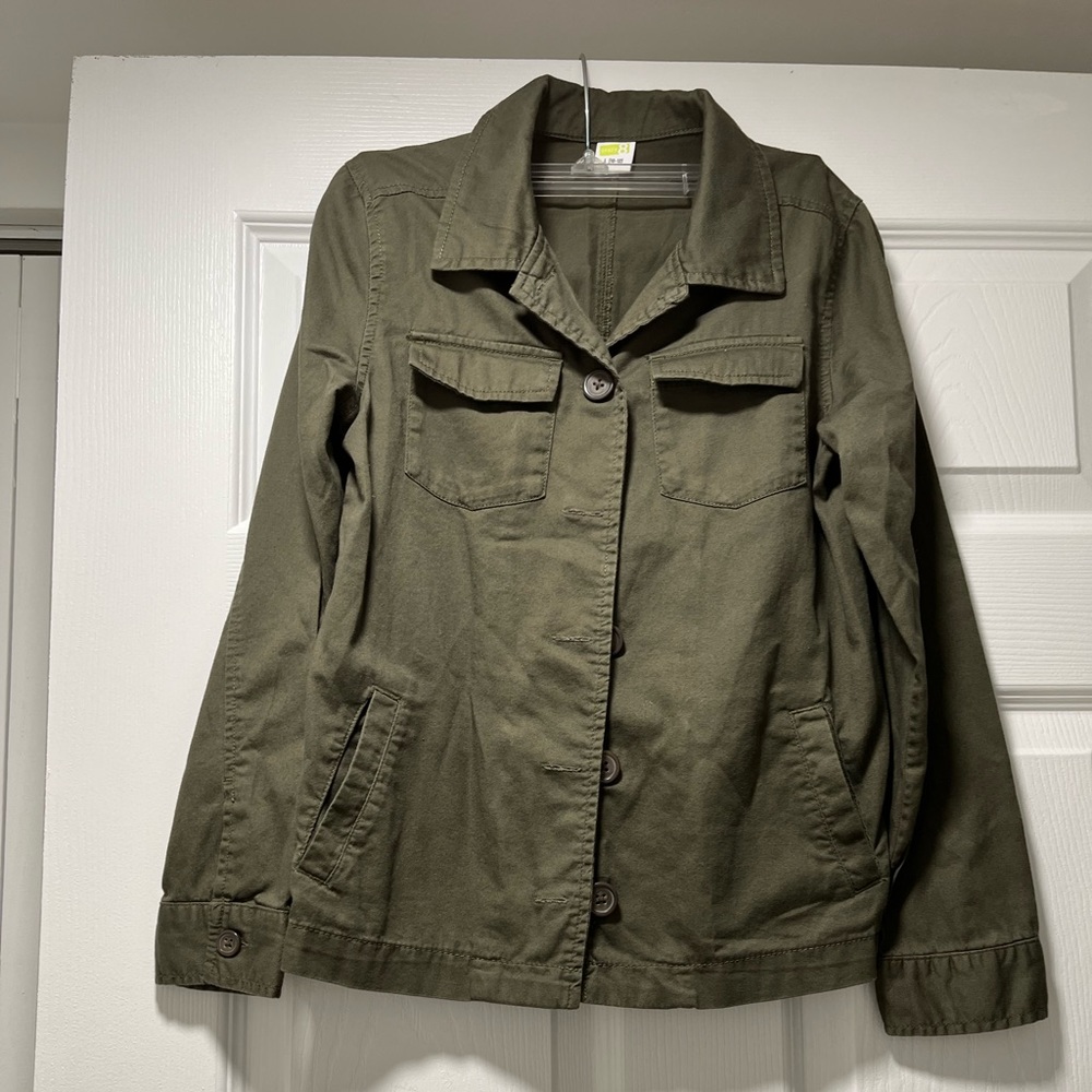 Crazy 8 green military style jacket for girls, size 10/12, 100% cotton